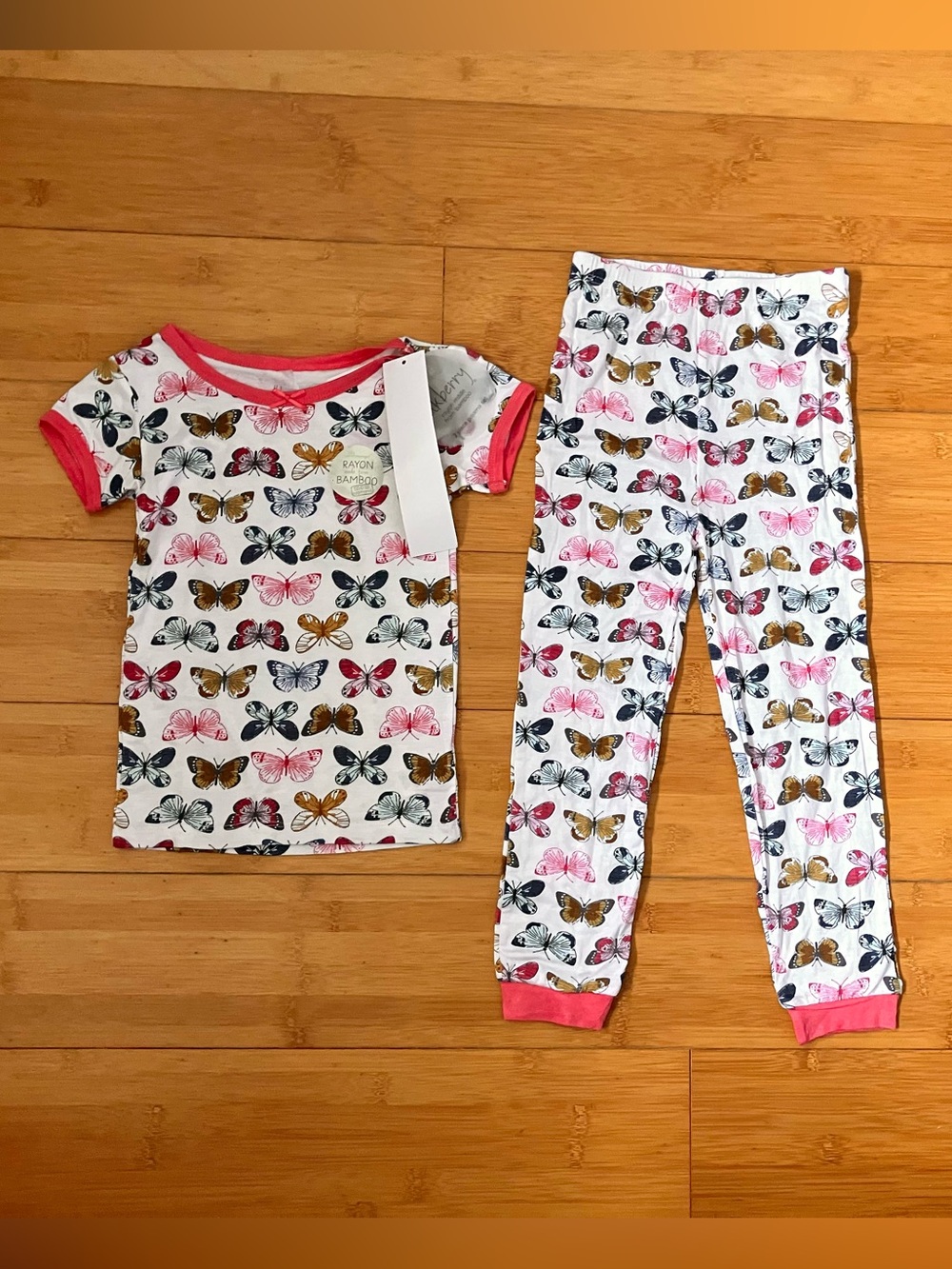 NWT Girls Size 4T Milkberry Bamboo Butterfly Pajamas Set Pjs